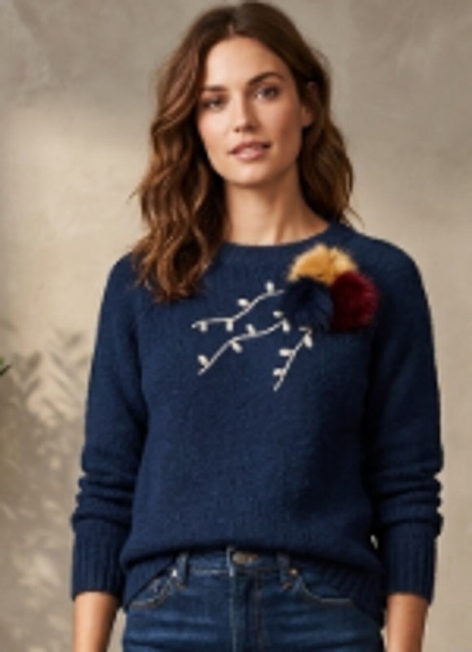 Field Flower Anthropologie Blue Pullover Sweater sz M